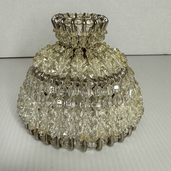 Vintage Petite Safety Pins Clear Beaded Conic Lamp Shade 4" - Picture 1 of 4